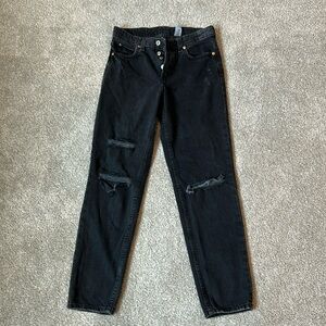 H&M boyfriend jeans, black with rips
